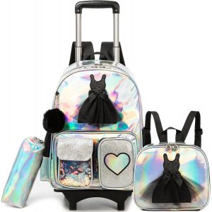 KALANKA-Cartable a Roulette Fille Sac a Dos Roulette Fille Sac à Lunch et étui à Crayons Inclus cp,ce1,ce2 - Neuf