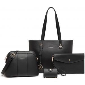 CAUC-Sac Fourre-Tout Femme en Cuir Synthétique,Sac à Épaule avec Pochette Amovible,Sac à Main Bandoulière Uni pour Travail Lycée Voyages et Shopping - Neuf