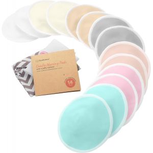 Coussinets D'allaitement En Bambou Biologique-14 Coussinets Lavables + Sac De Lavage-Coussinet D'allaitement Pour La Maternit&eacute; (Pastel Touch,M 10cm) - Neuf