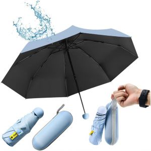 Tzf-Mini Parapluie Pliant 8 Cadres De Support Mini Parapluie Parapluie Soleil Anti Uv Mini Parapluie Poche Mini Parapluie R&eacute;sistant Au Vent Petit Parapluie Voyage Pour Pluie Ou Soleil, Bleu - Neuf