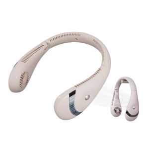 Ventilateur de cou pliable sans pales, rechargeable par USB, avec refroidissement &agrave; 360 degr&eacute;s et affichage LED - Neuf