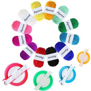 Pompon Maker,4 Tailles Pom Pom Makers Pour Fluff Ball Weaver Needle Craft Bricolage Laine À Tricoter Craft Tool Set Décoration + 12ps Fil Acrylique (16) - Neuf