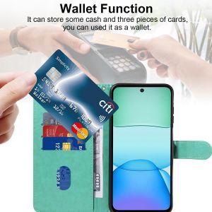 CMJAAGUR-Coque Pour Xiaomi 13 4G / Poco M6 4G Avec 1 Pi&egrave;ce Protection &Eacute;cran En Verre Tremp&eacute;, Housse Pu Cuir &Agrave; Rabat Flip, &Eacute;tui Support Et Portefeuille Fonction (Vert)[M1502] - Neuf