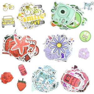 300 Pcs Autocollant Aesthetic En Pvc Gomettes Autocollantes Imperméables Stickers Décoratifs Fille Stickers Kawaii Pour Bouteille Ordinateurs Scrapbooking Bagages Skateboard Casques(Coloré) - Neuf