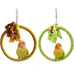 Chenquansarl-2 Pièces Anneau De Corde De Coton Pour O Aux, Balançoire Pour O Aux, Anneau De Corde De Coton De Balançoire Do Au, Pour Perruche, Calopsitte, Canari, Perruche - Neuf
