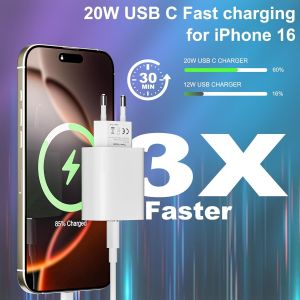 20w Chargeur Rapide Usb C Et 2m Cable Pour Iphone 16/16 Pro/16 Pro Max/16 Plus/15 Pro/15 Pro Max/15 Plus/Ipad Pro, Samsung Galaxy S23 S22, Usbc Prise Secteur Mural Type C Alimentation Adapta[Z1438] - Neuf