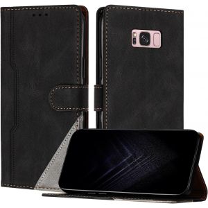 KAL-&Eacute;tui Pour Samsung Galaxy S8 Plus, Housse En Cuir Pu Avec [Protection Antichoc Tpu] [Fonction Support] [Porte-Cartes ] Antichoc Magn&eacute;tique Coque Pour Galaxy S8 Plus - Noir - Neuf