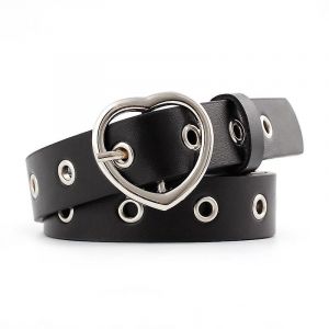Ceinture En Cuir Pour Femmes Zonfer, Avec Boucle En Forme De C?ur, Pour Pantalon Habillé Ceinture Pour Dames (2 Pièces Rouge + Noir) - Neuf