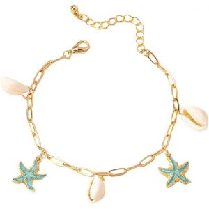 Kal-Collier En Coquillages Pour Femme Filles Boho Colliers Avec Pendentif Étoile De Mer Or Chaîne Coquillage Réglable Bijoux Accessoires De Plage D'été Cadeaux - Neuf