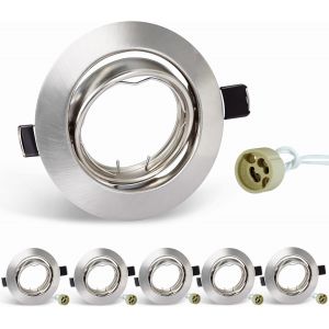 Scnnc Projecteurs Spot Encastrable Gu10 Set Cadre Avec Douille Céramique Gu10, Blanc Rond Cadre De Montage Spot Led Gu10 Orientable A 30°, Cadre Spot Encastrable Pour Spots De Plafond, Lot De 6 - Neuf