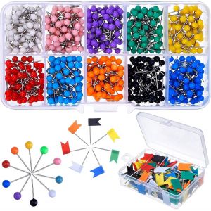 Chenquansarl-Lot De 700 Épingles À Carte Multicolores Avec Boîte De Rangement, Épingles À Tête Ronde | Grand Drapeau De Marquage 1/8"" Pour Bricolage, Cartes Murales, Tableaux D'affichage | Pin's Pour - Neuf