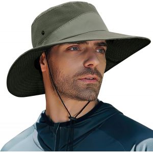 Jfkjg-Chapeau Homme Anti Uv, Femme Large Bord Casquette Pliable Étanche, Bob Homme, Chapeau Randonnée Mesh Respirant - Neuf