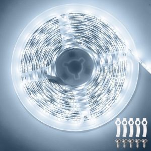 Ruban Led 5m Blanc Froid, 12v Bande Led 5 Mètres Ip65 Étanche 300leds Smd2835 Bandeau Lumineux Led Flexible Pour Intérieur Extérieur Chambre Tv Noël Décoration (Sans Alimentation) - Neuf