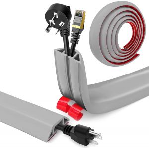 TIANYI-Passe Cable Sol Adhesif, Cache Cable Sol, Flexible PVC Goulotte Passe Cable Sol Protege Cable Sol Passage de Cable au Sol pour Tous Les Câbles, Résidentiel, Bureaux Plus (Gris, 4cm x 5m) - Neuf