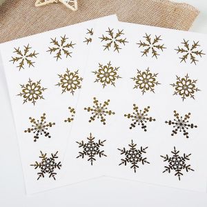 120pcs Transparent Flocon De Neige Autocollants De Label D'or Blanc Flocon De Neige De No&euml;l Faits &Agrave; La Main Cadeau &Eacute;tiquette Autocollante Paquet D'&eacute;tanch&eacute;it&eacute; Autocollants - Neuf