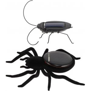 Lot de 2 mini figurines solaires en plastique pour grillons, jouets pour cerveaux, mini araignées, farces et attrapes pour enfants, voitures de sport, insectes - Neuf