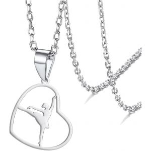 Tianyi-Collier Ballerine Ballet Cadeaux Pour Filles Femmes Dainty Dance Recital Ballet Coeur Pendentif Bijoux Pour Fille Maman - Neuf