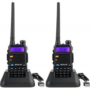 Rt5R Talkie-Walkie,Double Bande,Talkie-Walkie Pour Chasse,Vox,Type-C,Lampe De Poche,Randonn&eacute;e,Sauvetage,Portable &Eacute;metteur-R&eacute;cepteur De Communication Radio (Noir,2Pi&egrave;ces) - Neuf