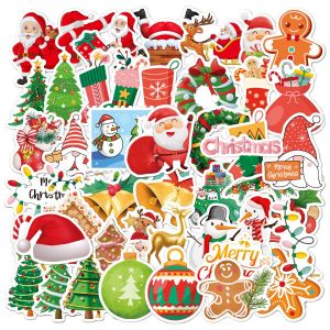 50 Pcs D&eacute;coration De No&euml;l - &Eacute;l&eacute;ments De No&euml;l, Imperm&eacute;able &Agrave; L'eau Autocollants Cadeaux Pour Les Enfants Valise Office De Carnet De Notes Fen&ecirc;tre Titulaire De La Carte - Neuf