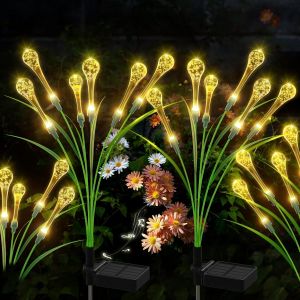 Lampes Solaires Pour Ext&eacute;rieur De Jardin , 2 Pi&egrave;ces 6 Led En Forme De Goutte Pour Jardin, Nouvellement Mises &Agrave; Niveau Avec Modes Optionnels, Lumi&egrave;re Oscillante Pour L'&eacute;clairage De Jardin - Neuf