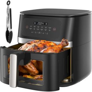 NouvelHorizonstore-Friteuse sans Huile 9 L, Air Fryer Avec Fen&ecirc;tre Visible, Airfryer avec LED &Eacute;cran Tactile, Friteuse &agrave; Air Chaud avec 8 Programmes 1800W, &Eacute;cran Tactile, Fonction Rendez-vous, Faible - Neuf