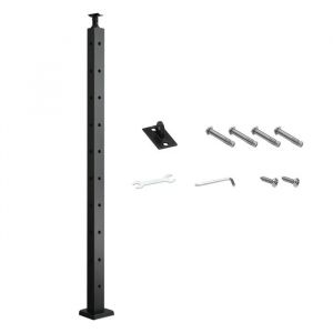 Poteau de Garde-corps-Duoku-914 x 25,4 x 50,8 mm-avec Trous Pr&eacute;-perc&eacute;s-Support Horizontal et Courb&eacute;-Noir - Neuf