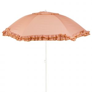 Mica Decorations Parasol Inclinable Avec Volants - Protection Solaire 238 X &Oslash;195 Cm - Parasol Plage Jardin Ou Balcon - Polyester, Acier - P&ecirc;che - Neuf