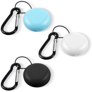 acdsgd-3 Pi&egrave;ces Sacs pour Ecouteurs Petite Bo&icirc;te Ronde pour Ecouteurs Bo&icirc;te de Rangement pour Ecouteurs avec Mousqueton Portable Etui pour Ecouteurs Disque U Carte SD (Blanc, Noir, Bleu) - Neuf