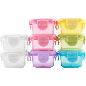 8 Boîtes De Conservation Cuisine, Mini Petites Boîtes De Congélation, Boîte Alimentaire Set Plastique Hermétique 60ml Pour Sauces, Dressings Et Snacks, Lave-Vaisselle Et Micro-Ondes - Neuf