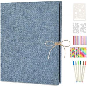 Album Photos Traditionnel Scrapbooking, Lin Vintage Scrapbook 60 Pages Noires Mariage Livre D'or, Cadeau Maitre D'&eacute;cole Homme Femme Couple Cadeau Anniversaire (Blanc) - Neuf