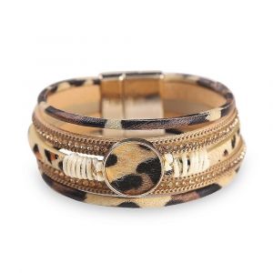 Wybu Quatre Styles Breloque L&eacute;opard Bracelets Pour Femmes Adolescentes Multicouche Large Animal Gu&eacute;pard Imprim&eacute; Cuir Wrap Bracelet Bijoux - Neuf