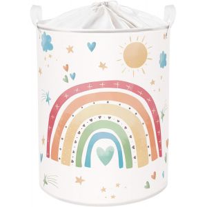 Mdy-Panier Rangement Bébé Arc-En-Ciel Corbeille À Linge Sale Pliable Fille Pour Vêtement Boite De Rangement Jouet Pour Salle De Bain Chambre À Coucher, Nuage, 40 * 50 Cm - Neuf