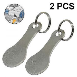 2pcs clé de déverrouillage du chariot de supermarché - acier inoxydable amovible,ruban - Neuf