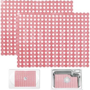 Sjzg-Tapis Evier Cuisine, Lot De 2 Tapis De Protege Evier Cuisine, 30 X 40 Cm Tapis D'&eacute;vier D&eacute;coratif, Tapis De Protection D'&eacute;vier En C&eacute;ramiqu/Acier Inoxydable, Pour Le Fond De L'&eacute;vier De Cuisine - Neuf