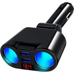 Double Allume Cigare Voiture Prise Allume Cigare Double Multiprise Usb Chargeur Usb 3.1A Rotatif 110&deg; Avec Voltmetre Led Protection Intelligente Compatible Avec V&eacute;hicules 12V 24V - Neuf