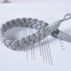2 Attaches Pour Rideaux En Corde Tress&eacute;e Main De 60 Cm Avec Crochets - Id&eacute;al Pour La D&eacute;coration De La Maison, Bureau, Salon, Chambre &Agrave; Coucher - Style R&eacute;tro D&eacute;contract&eacute; Pour Rideaux, - Neuf