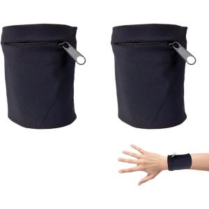 Jgd-2 Pi&egrave;ces Bandeau Poignet, Pochettes De Poignet Sac De Poignet &Agrave; Fermeture &Eacute;clair Bracelets De Sport Avec Poche Zipp&eacute;e Bracelets Pratiques Pour Absorber La Transpiration Pour Randonn&eacute;e Course - Neuf