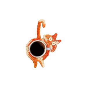 Dessous De Verre Fait Main En Forme De Fesses De Chat - Sous-Verre Tiss&eacute; - Orange - Isolant Et Absorbant - 15 X 10 Cm - Neuf