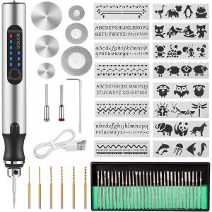 Ulteronixshop-Stylo Graveur &Eacute;lectrique San Fil, USB Rechargeable Trousse &agrave; Outils De Gravure, Mini Outil Graver, Graveur Rotatif de Bricolage Portable Pour Bijoux Verre Plastique Bois M&eacute;tal - Neuf