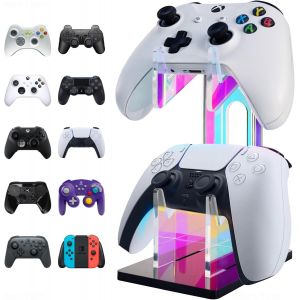 KAL-Support Universel En Acrylique Irisé À 2 Niveaux Pour Manette De Jeu Ps5 Xbox One Switch Coloré Accessoires De Jeu Antidérapant Stable En Acrylique Transparent - Neuf