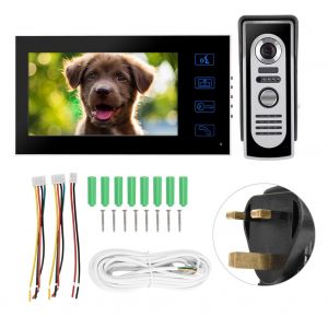 Interphone video filaire etanche 7 pouces, sonnette, camera infrarouge, moniteur, interphone, prise 110-240 V, Royaume-Uni - Neuf