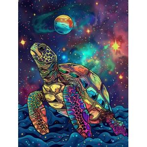 Ayuhr-5d Diy Diamond Painting Kits Tortue, Diamant Peinture Point De Croix Broderie Animaux Du Ciel Étoilé, Strass Complet Image Arts Pour Peinture Salon Chambre Décoration Sticker Mural 30x40 Cm - Neuf