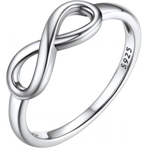 Kal-Bague Infini Pour Femme Fille Couple Bague En Argent 925 Figure 8 Bague De Promesse Bijoux De Fiancaille Zircon Brillant T47-T67 Blanc/Or Rose - Neuf