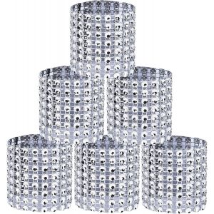 Kalanka-Rond De Serviette De Table Ruban Strass Argent Parure En Bling Pour La D&eacute;coration 50pcs De Diamants D'anniversaire De Mariage - Neuf