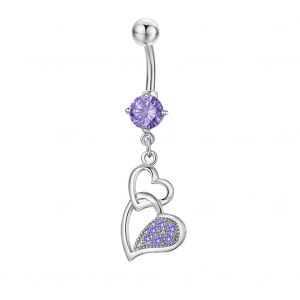 Piercing Chirurgical Pour Le Nombril, Pendentif En Forme De Cour, Strass Brillants (Argent Rouge) - Neuf