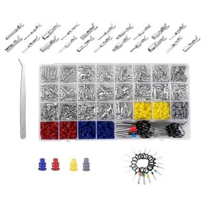 Kit de connecteurs a broches 944 pieces, connecteurs de fils electriques pour voiture, fiches non isolees de 21 types 1/1,5/1,8/2,2/2,8/3,5 mm - Neuf