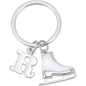 KAL-Porte-Clés Patin À Glace Porte-Clés Patinage Artistique Porte-Clés Breloque Patinage À Glace Initiale Porte-Clés Décoration De Noël D'Hiver Cadeaux Pour Femmes Filles - Neuf