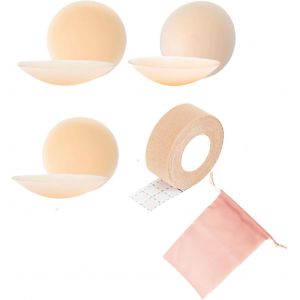 Meimie-Patch Pour Mamelon, Coussinets Minces Auto-Adhésifs [8cm] Lavables Et Réutilisables, Patch Hypoallergénique Pour Sein En Silicone, Autocollants Pour Lift De Femme, Livrés Avec Sac De Stockage - Neuf