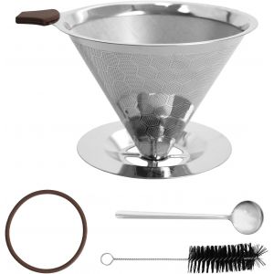 Filtre &Agrave; Caf&eacute; R&eacute;utilisable,600 Mailles Filtre &Agrave; Caf&eacute; En Acier Inoxydable Filtre &Agrave; Caf&eacute; Permanent En Acier Inox Avec Double Maille En Inox Et Anse En Silicone,Parfait Pour 3 &Agrave; 4 Tasses - Neuf