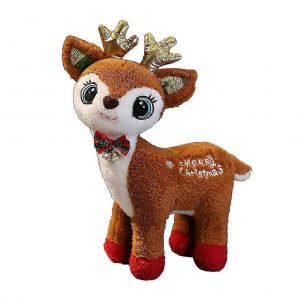 Peluche renne de No&euml;l pour d&eacute;coration de f&ecirc;te - 35 x 23 x 9 cm - Marron - Neuf
